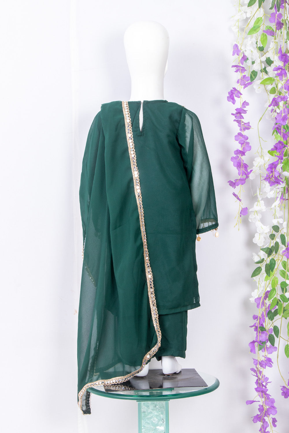 Bottle Green Georgette Ethnic Suit