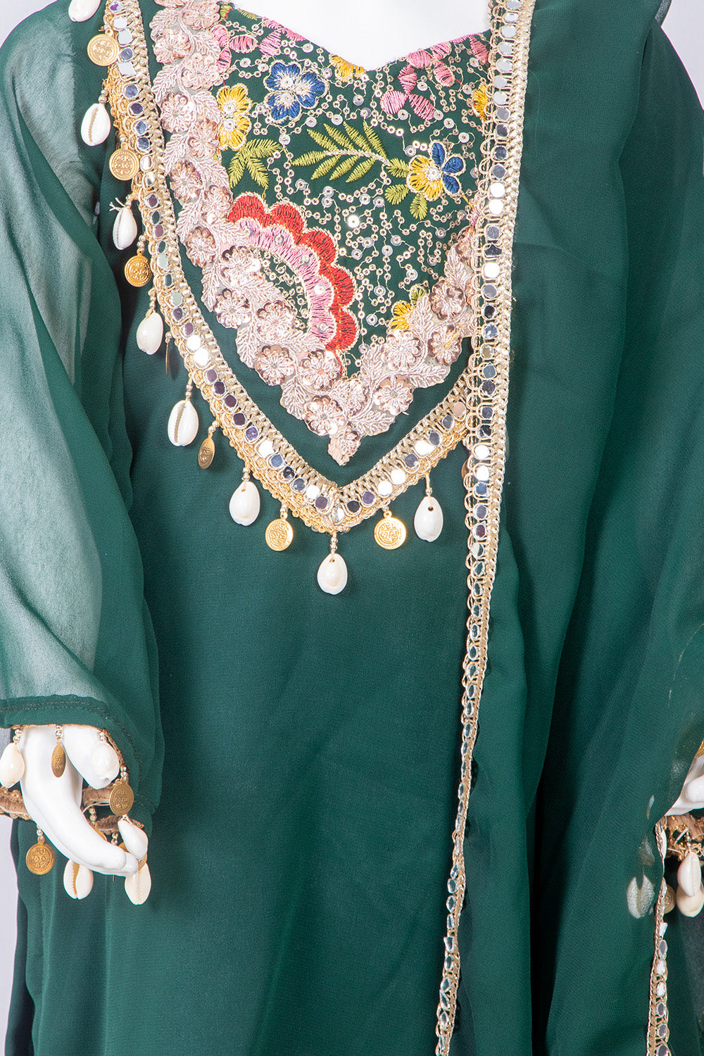 Bottle Green Georgette Ethnic Suit