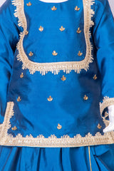 Teal Blue Silk Lehenga