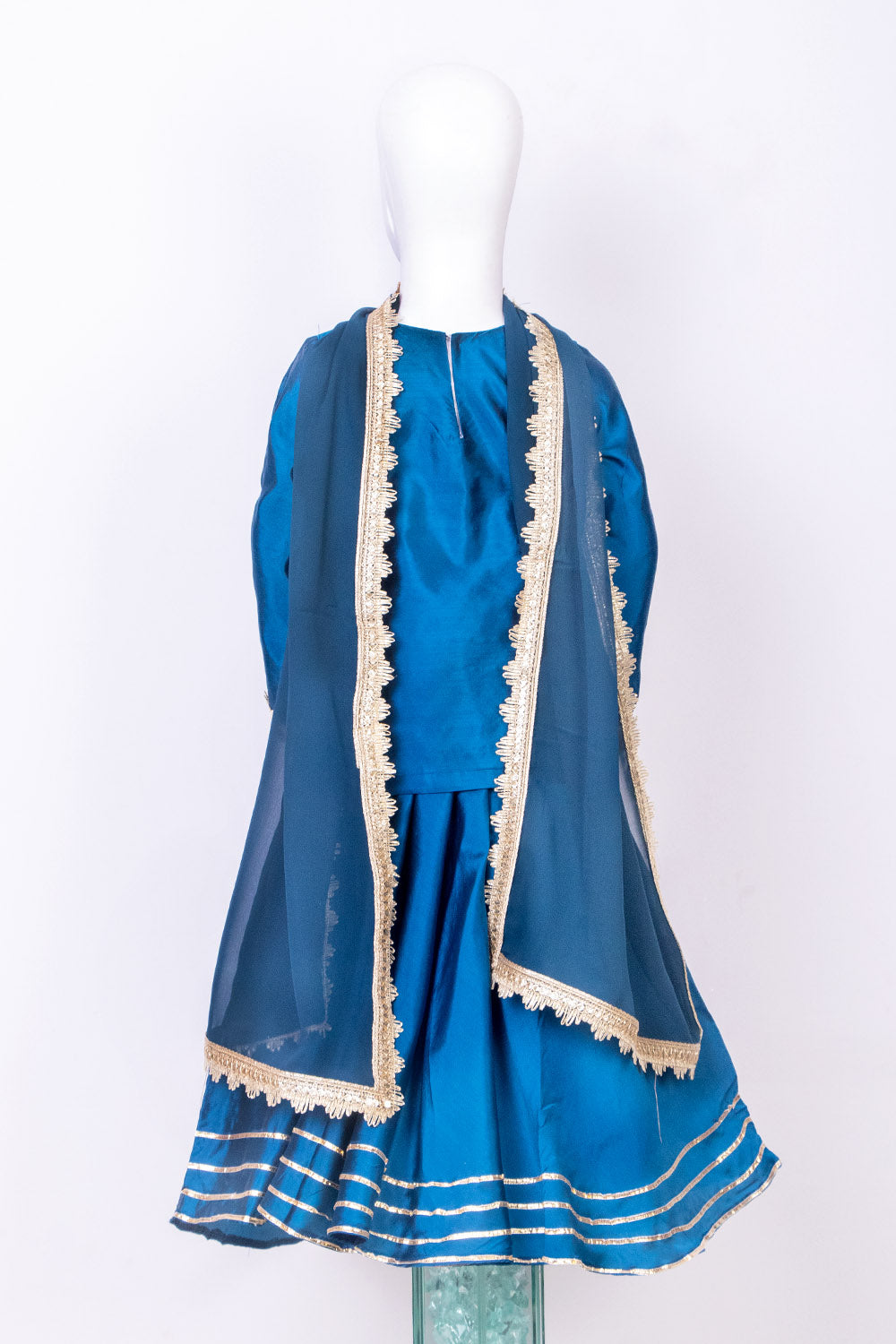 Teal Blue Silk Lehenga