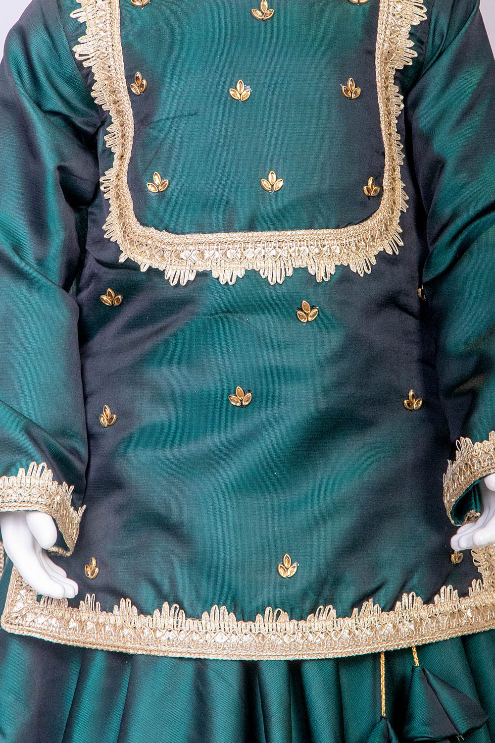 Bottle Green Silk Lehenga