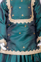 Bottle Green Silk Lehenga