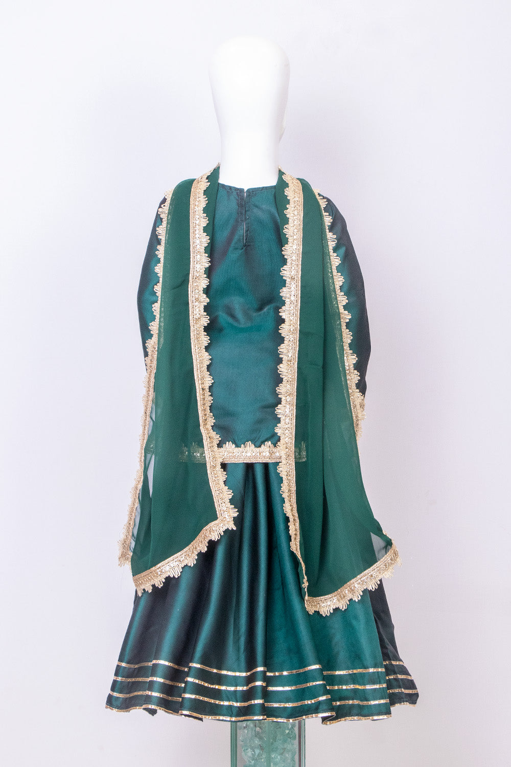 Bottle Green Silk Lehenga