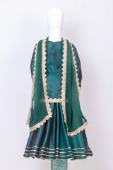 Bottle Green Silk Lehenga