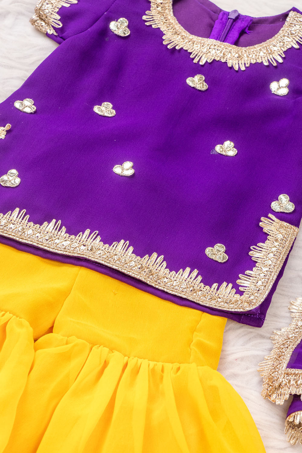 Purple and Yellow Sharara Suit