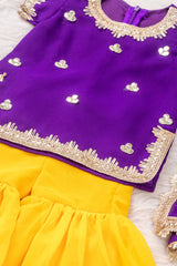 Purple and Yellow Sharara Suit