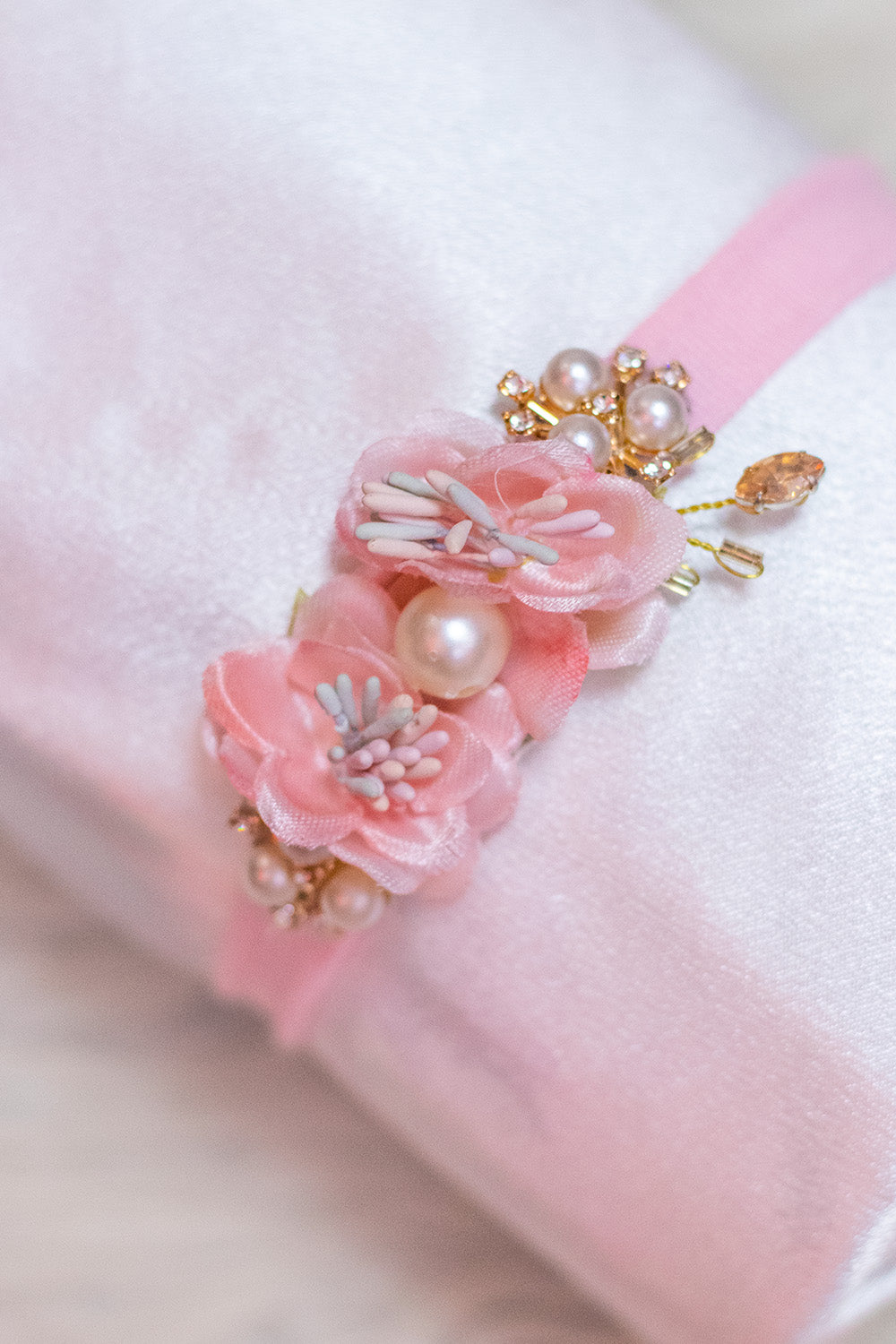 Pastel Pink Floral Beaded Hairband for Girls