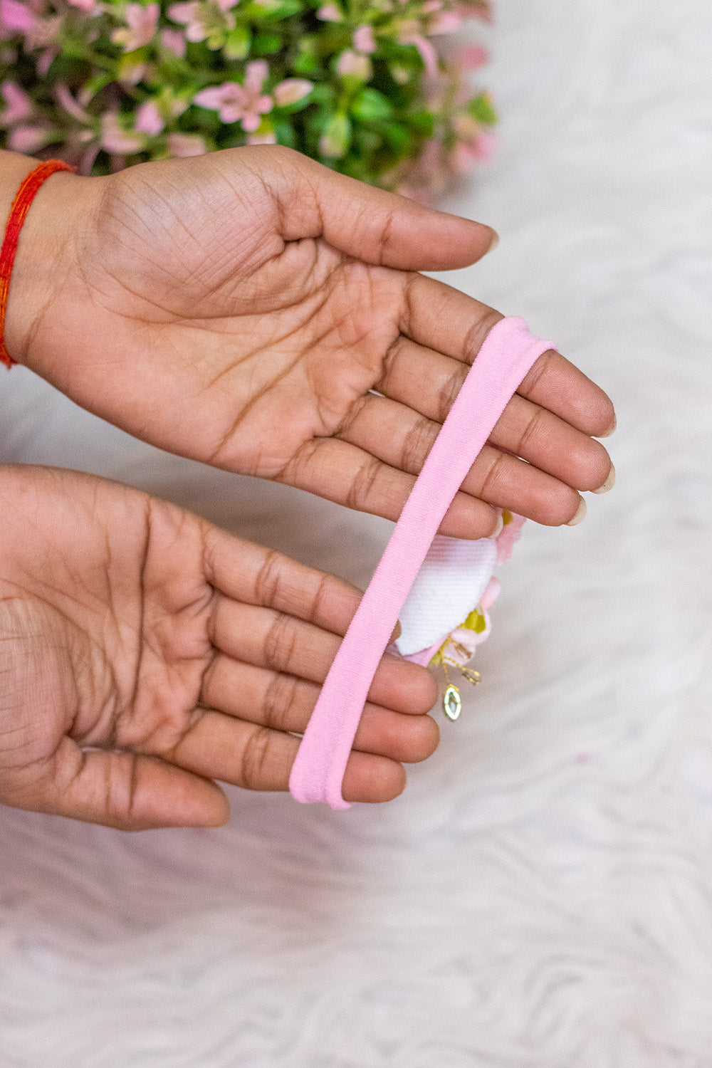 Pastel Pink Floral Beaded Hairband for Girls