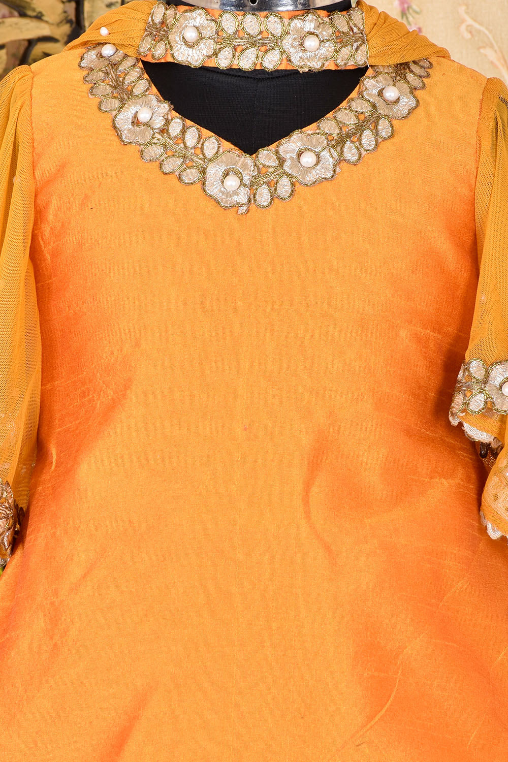 Mustard silk kids patiyala suit