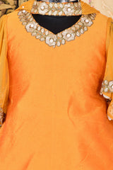 Mustard silk kids patiyala suit