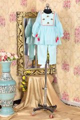 Ice blue Kids kurta pant set
