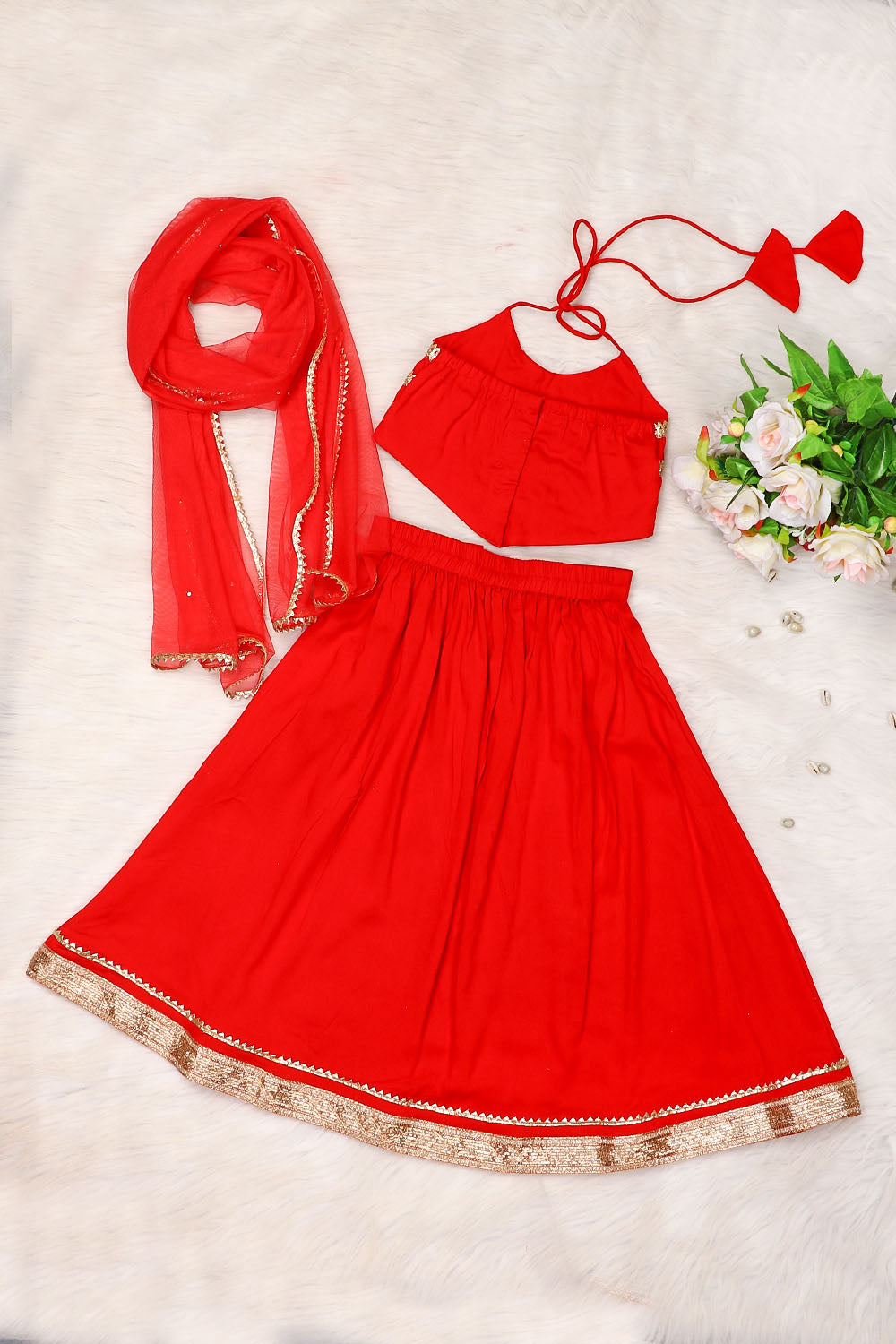 Red Rayon Lehenga set