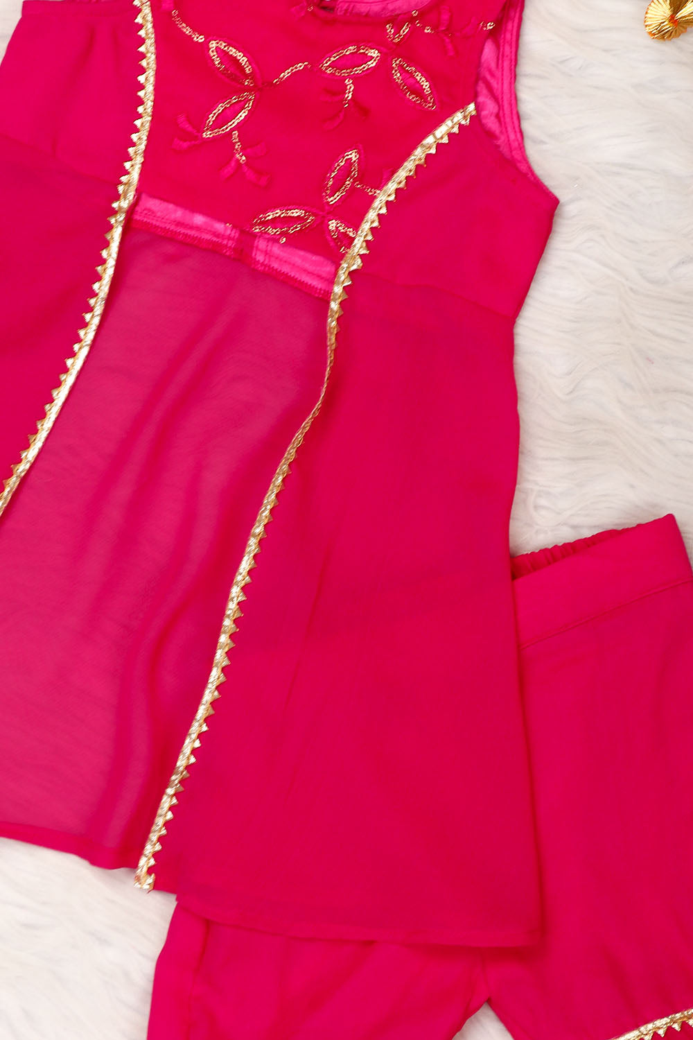Magenta pink georgette kids sharara set
