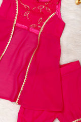 Magenta pink georgette kids sharara set