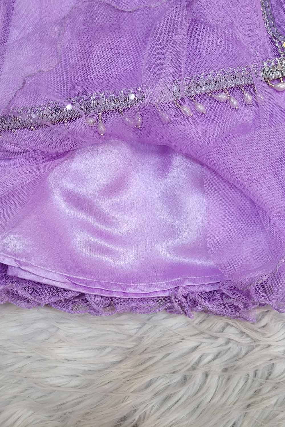 Lavender Net and Sequins Lehenga