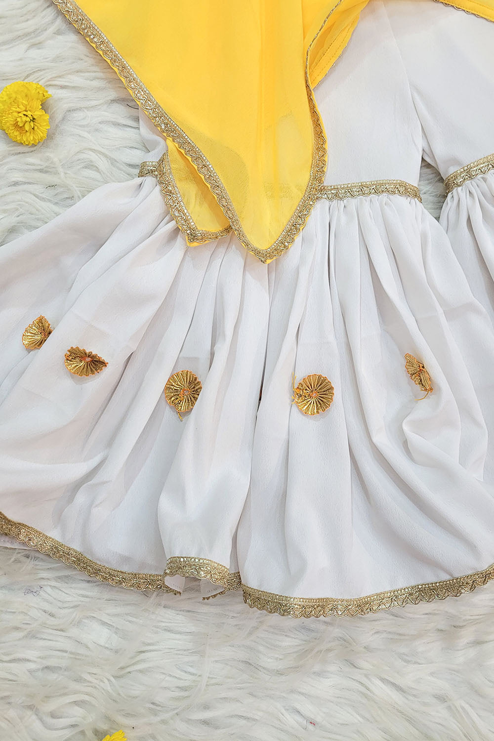 Yellow White Sharara Suit