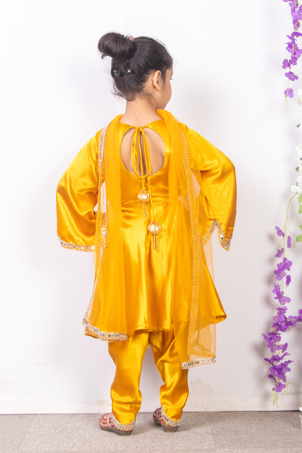Yellow Satin Patiala Suit