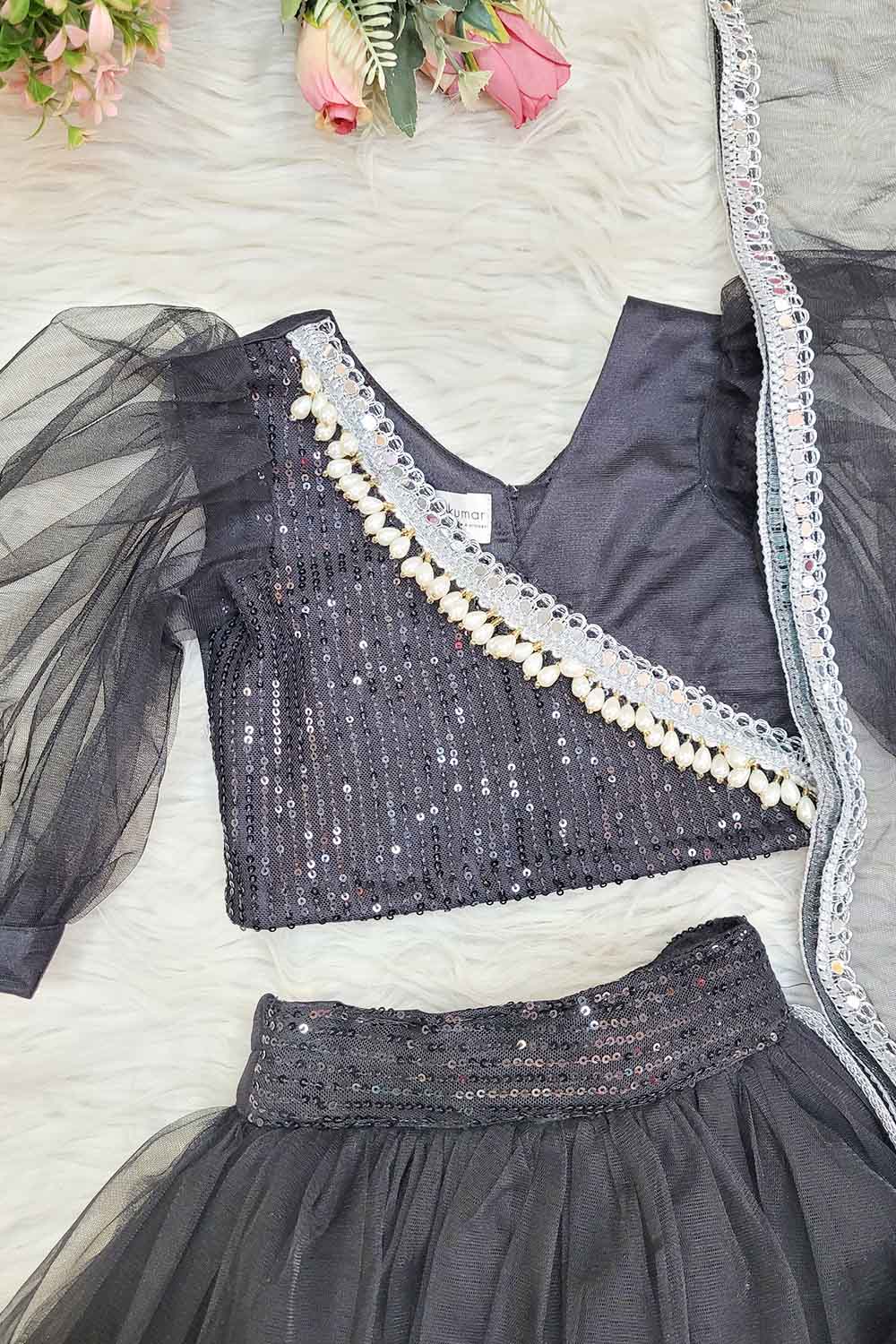 Black Net and Sequins Lehenga