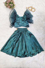 Satin and Embroidered Net Top Skirt