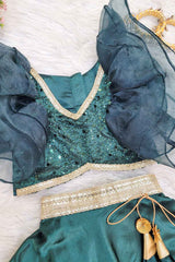 Satin and Embroidered Net Top Skirt