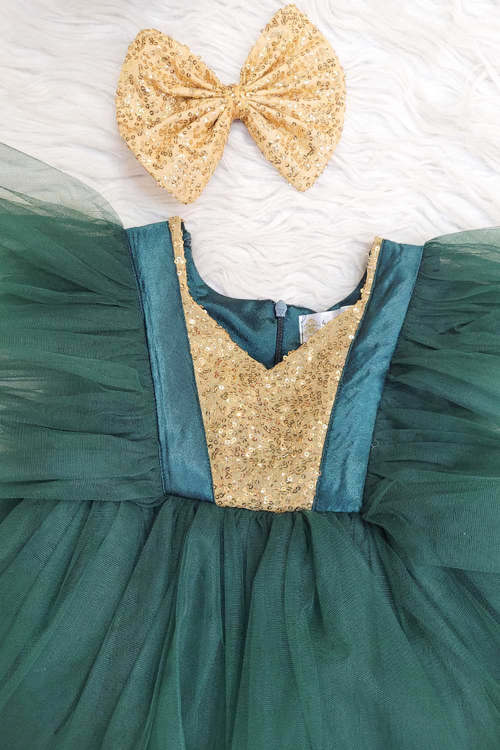 Bottle Green Net Frock