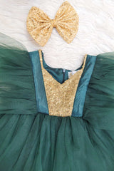 Bottle Green Net Frock
