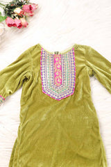 Pastel Green Velvet Kurta Salwar