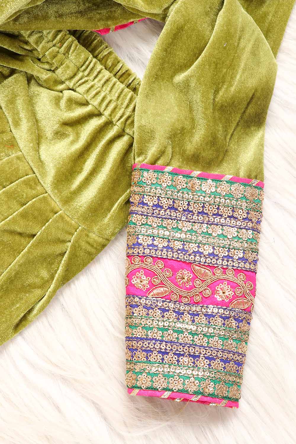 Pastel Green Velvet Kurta Salwar