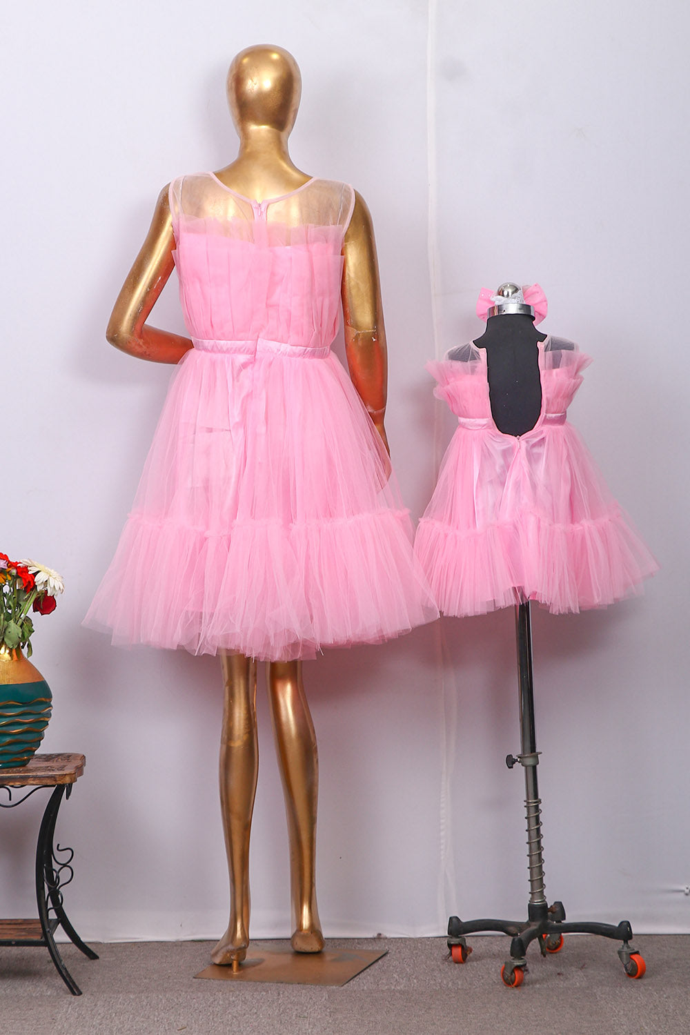 Baby Pink Ruffled Mother Daughter Combo set