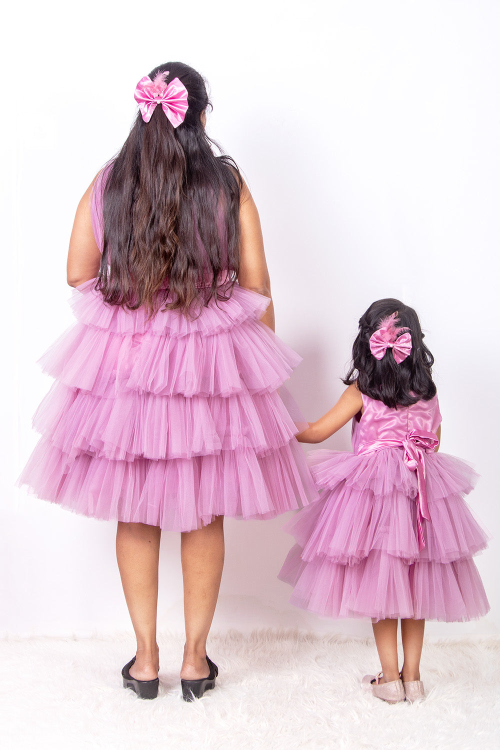 Lavender Ruffled Dress Mother Daughter Combo Sets