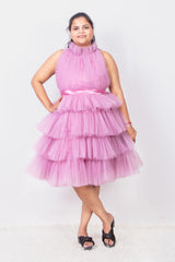 Lavender Ruffled Dress Mother Daughter Combo Sets