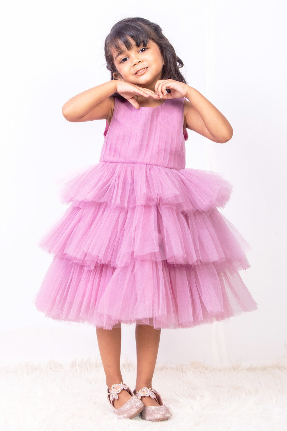 Lavender Ruffled Dress Mother Daughter Combo Sets