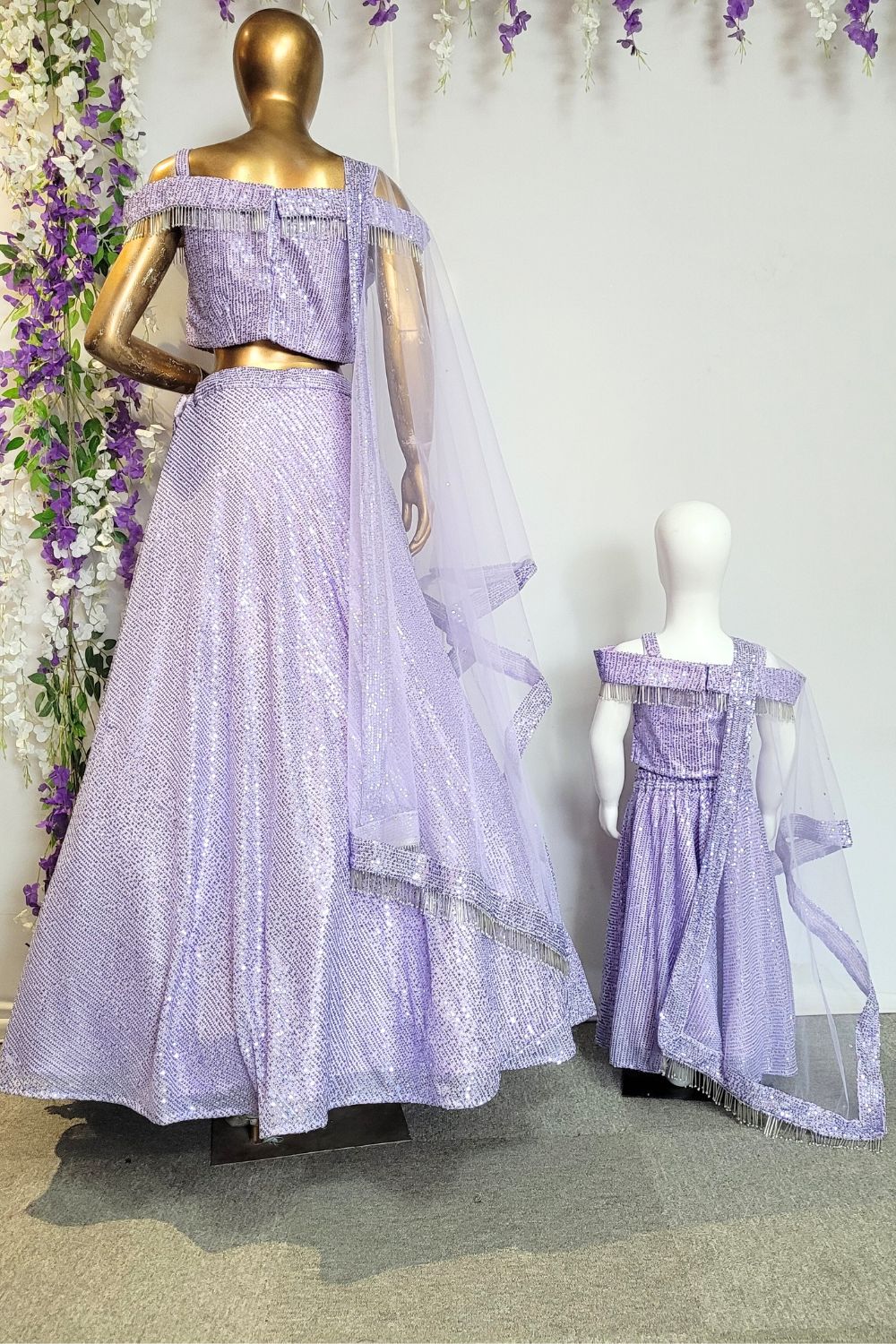 Lavender Mom And Me Lehenga Combo Set