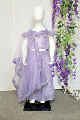 Lavender Mom And Me Lehenga Combo Set