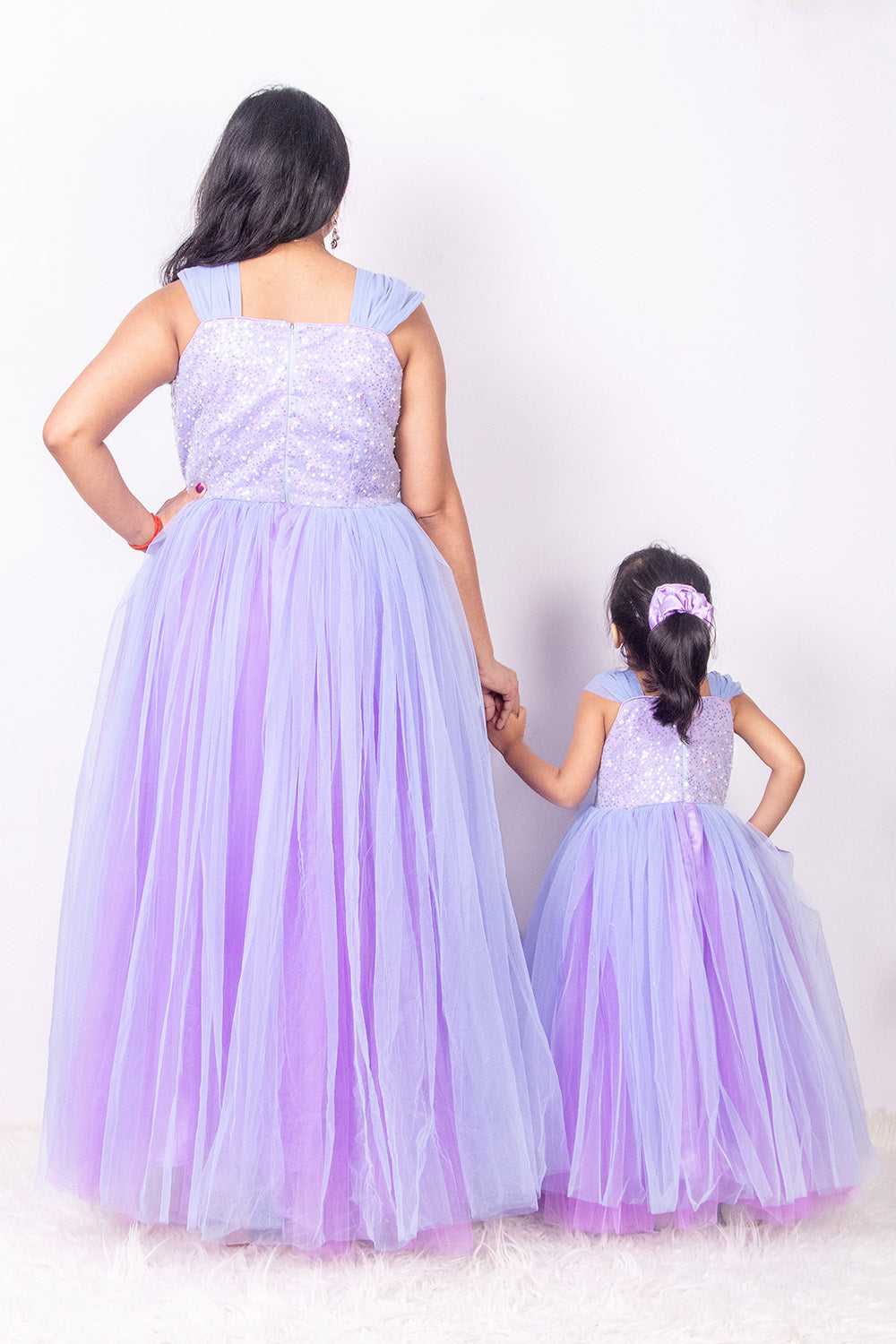 Lavender Frilly Mom and Daughter Gown