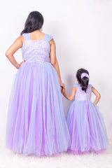 Lavender Frilly Mom and Daughter Gown