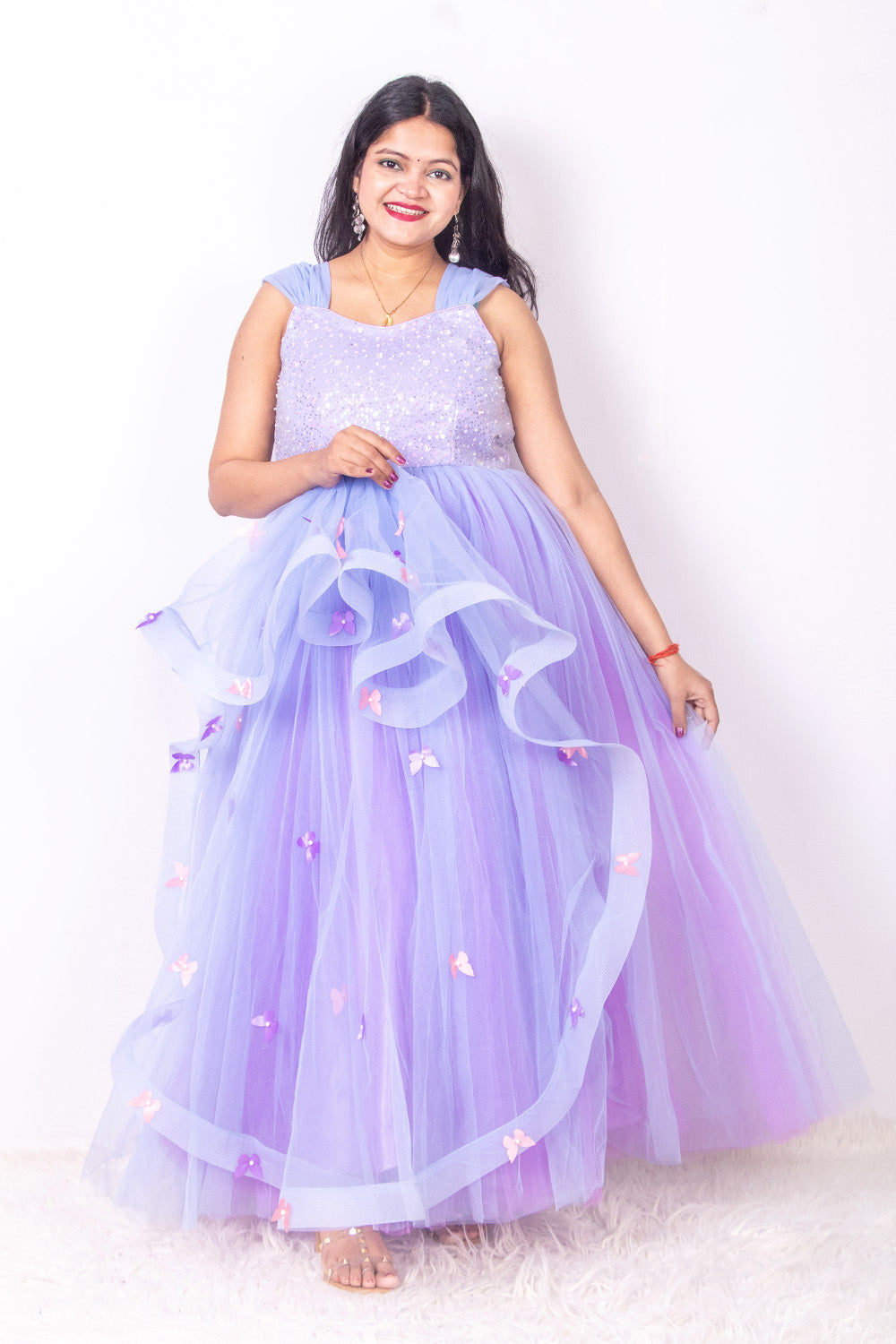 Lavender Frilly Mom and Daughter Gown