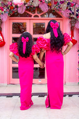 Magenta Pink Designer Dresses Mom And Me Twining Set