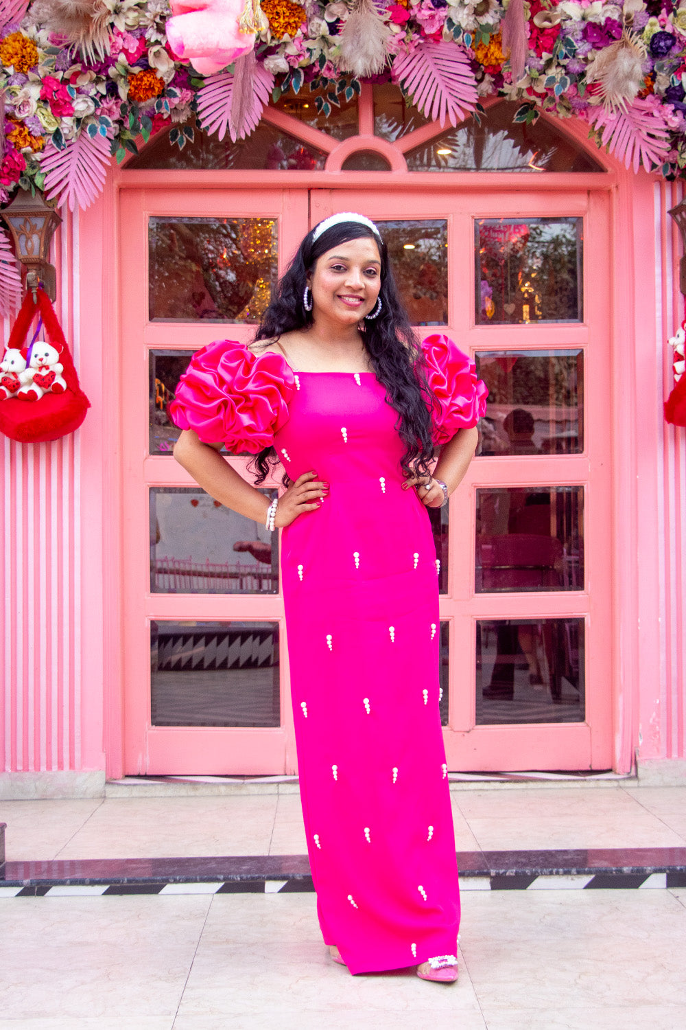 Magenta Pink Designer Dresses Mom And Me Twining Set