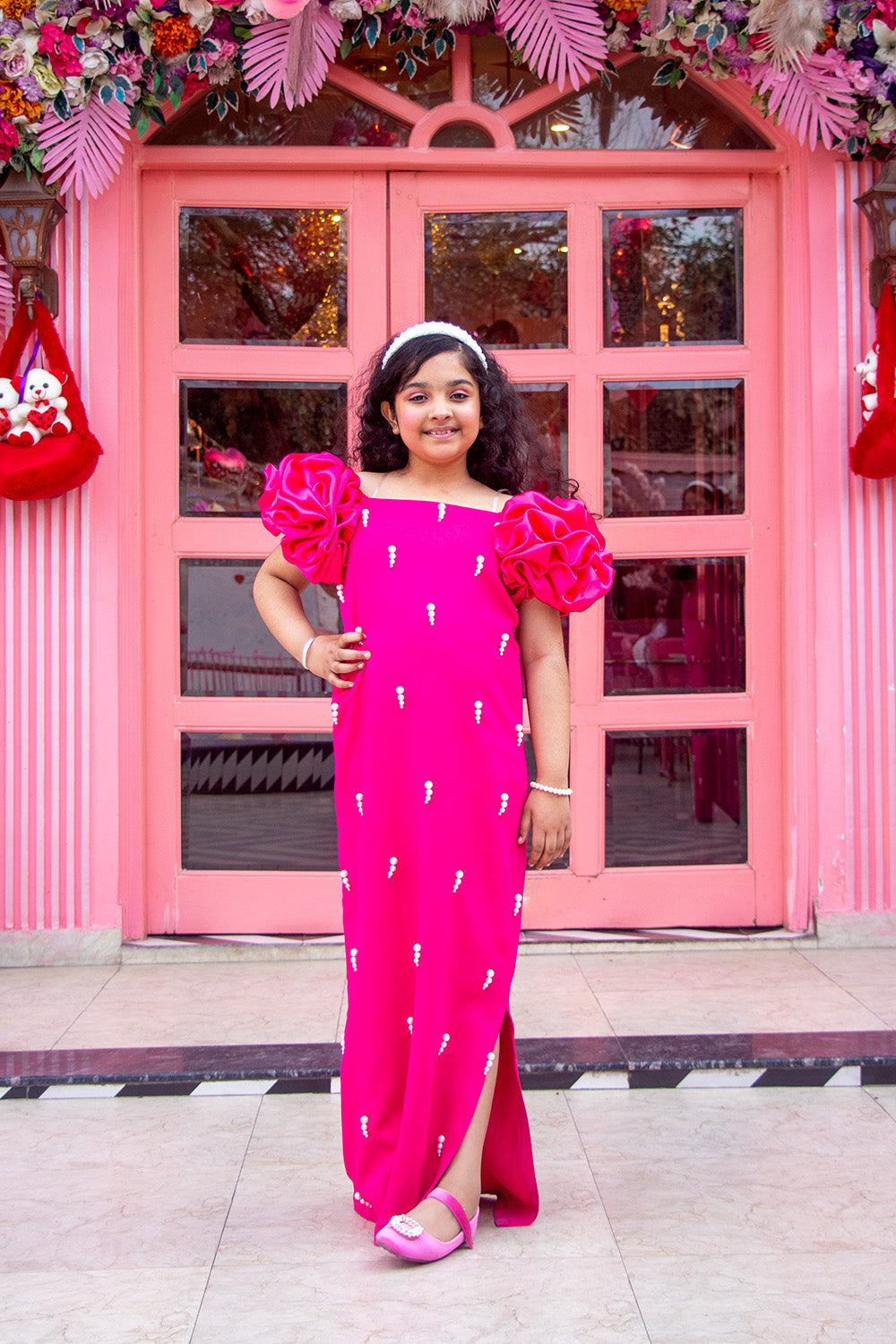 Magenta Pink Designer Dresses Mom And Me Twining Set
