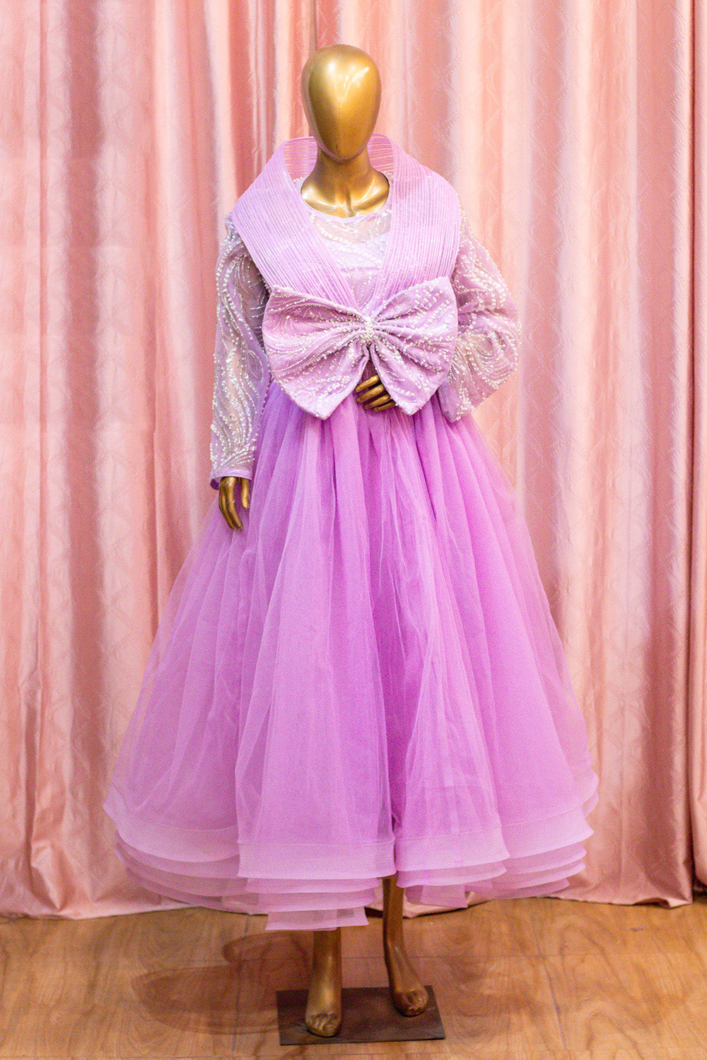 Lavender Mother Daughter Matching Party Wear Dress