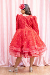Sparkly Red Dress with Bow Accent