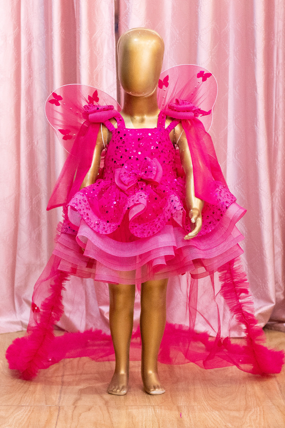 Blossom Pink Sequins And Organza Combo Dress