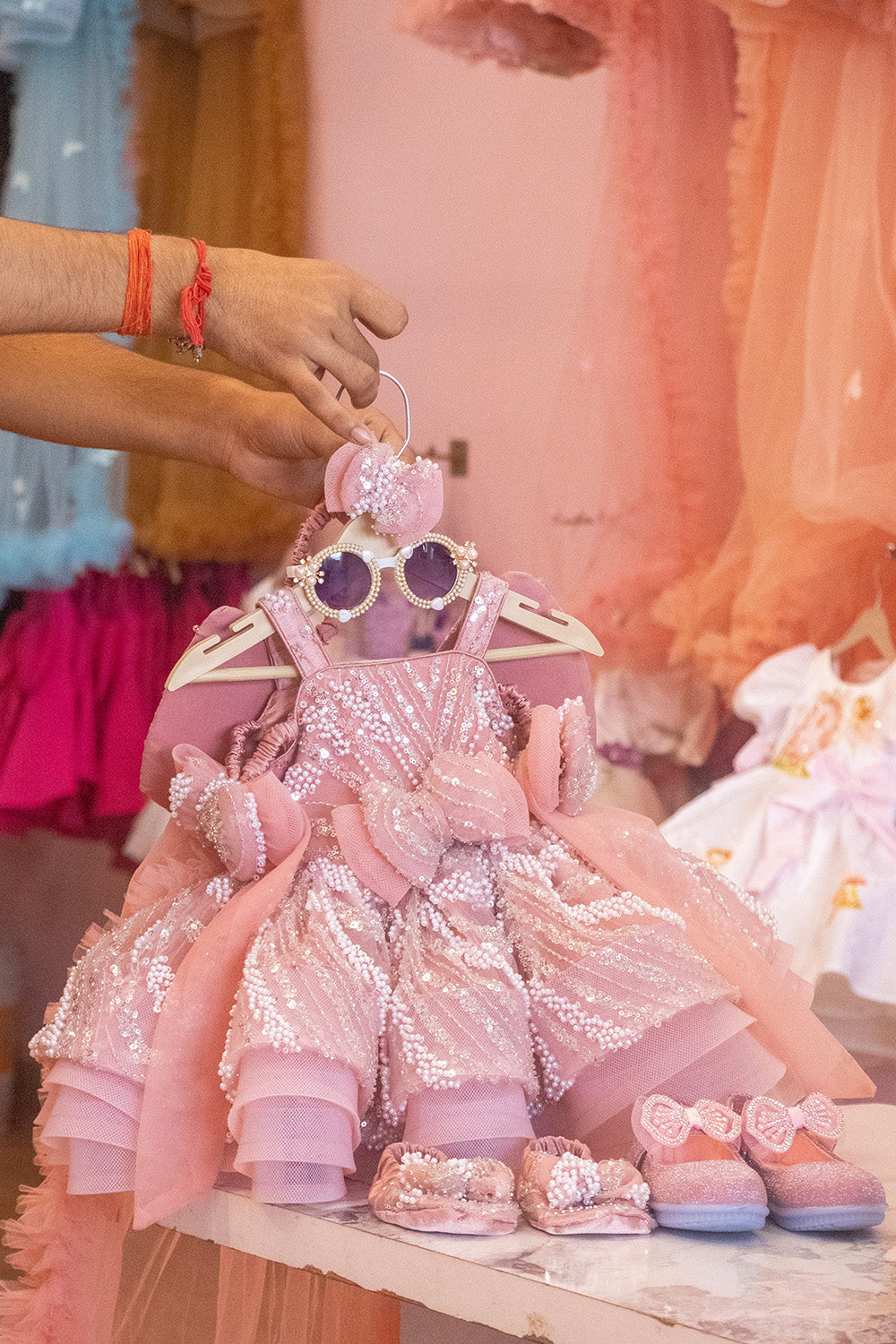 Pink Pearl Embellished Princess Dress