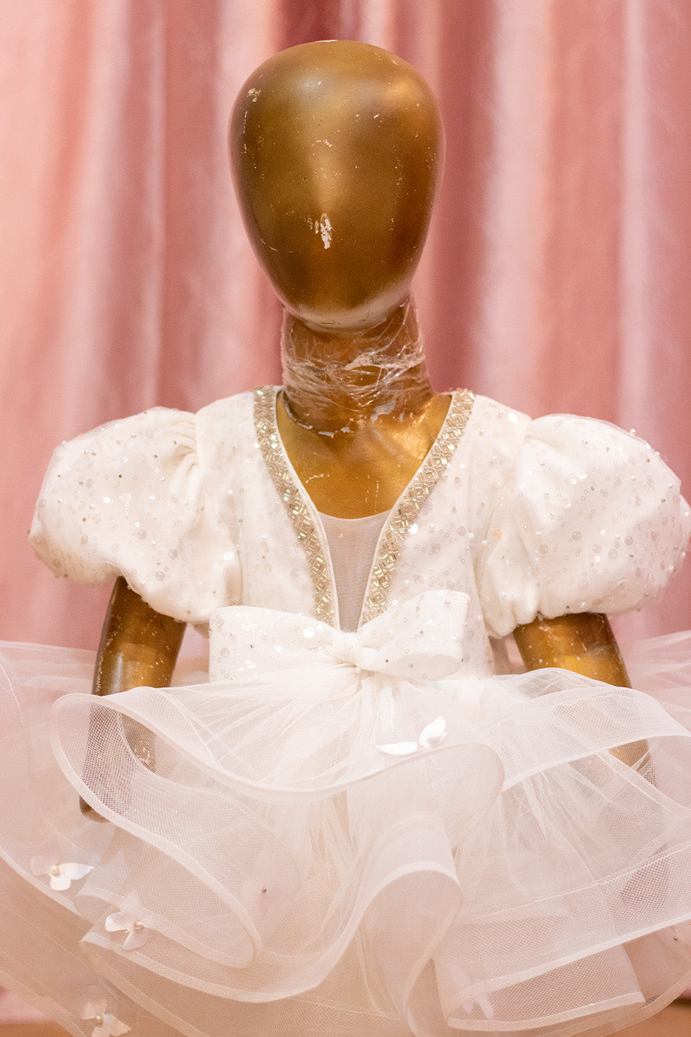 White Layered Net Frock