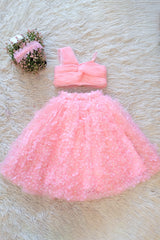 Pink Floral Skirt Top Set
