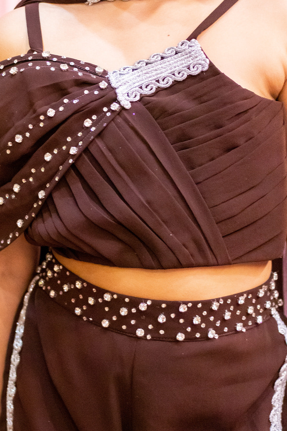 Brown Indowestern Georgette Set
