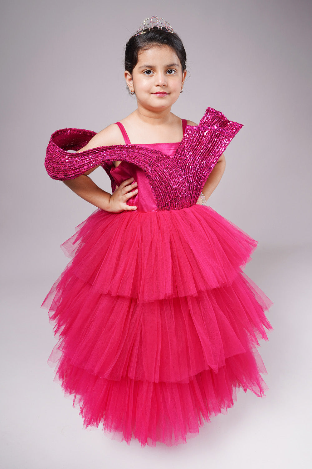 Magenta Pink Structured Gown