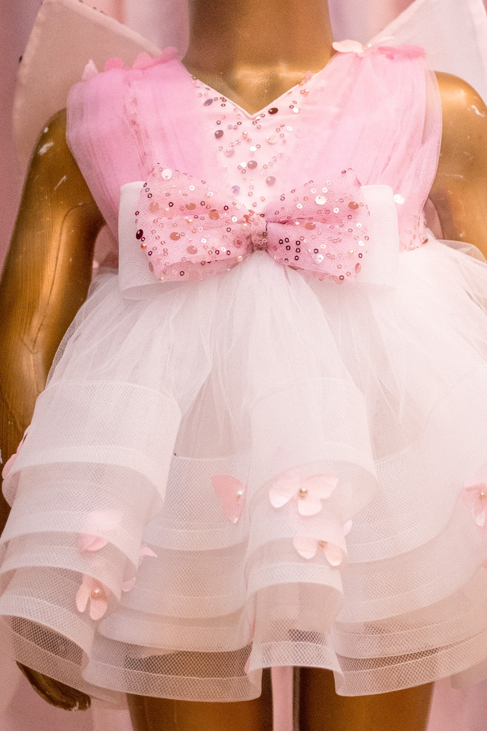 White And Pink Butterfly Theme Fairy Dress