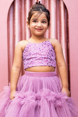 Lavender Crop Top and Skirt Set